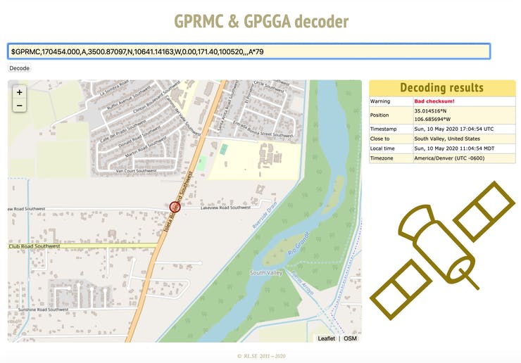 GPS coordinates plotted on map