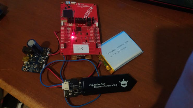 Prototype assembly of outdoor moisture sensor node without solar panel or enclosure.