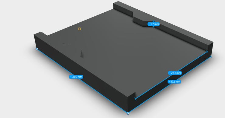 Bottom of the moisture sensor enclosure. 