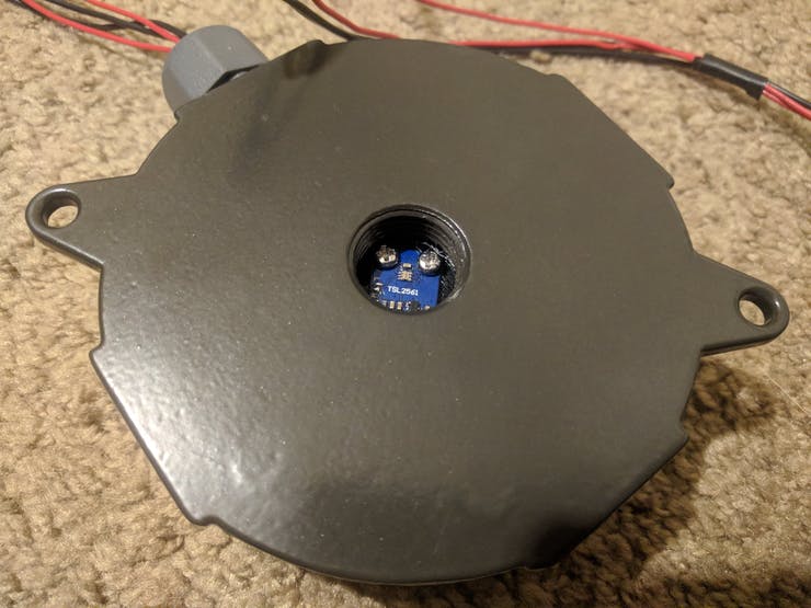 Sensor enclosure with open lid.