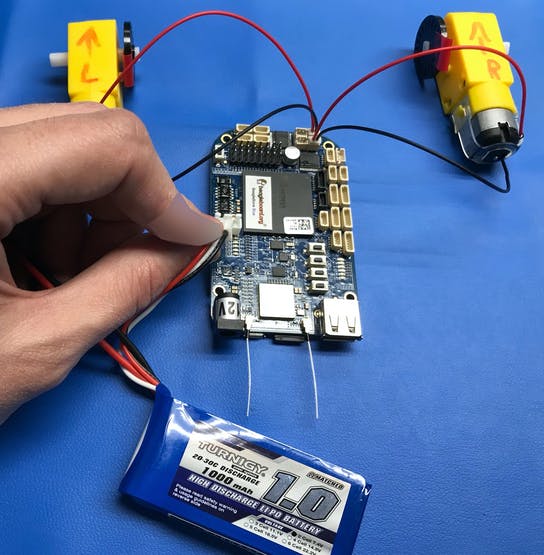 Connect battery and power on the BeagleBone