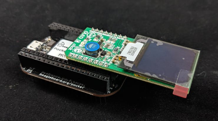 OLED-C Click installed on PocketBeagle®