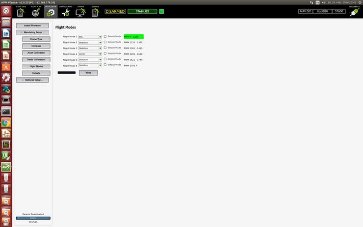 APM Planner Flight Modes