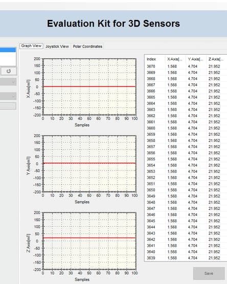 This is the application, we can make magnetic movements in the sensor and interact with the graphs and data.