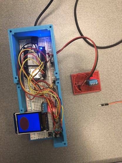 Full System wired together. The Outdoor sensor is on the red board at the top