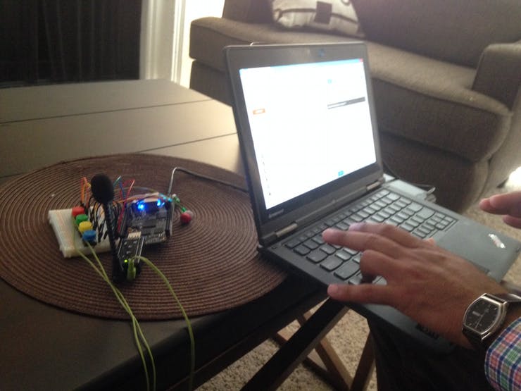 Programming the looper. (So here we learned that if you want to reprogram the looper after finishing the entire tutorial, you have to delete that last line the tutorial has you write which makes the looper run on startup so the board doesn't overheat.)