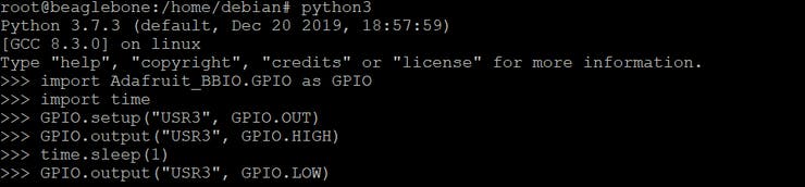 Using the Adafruit BBIO Python library to blink USR3