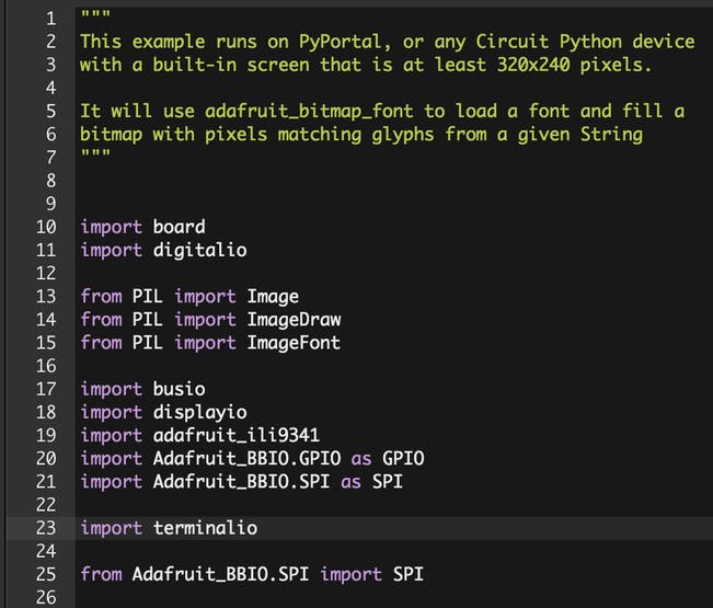 Display Import Libraries Code