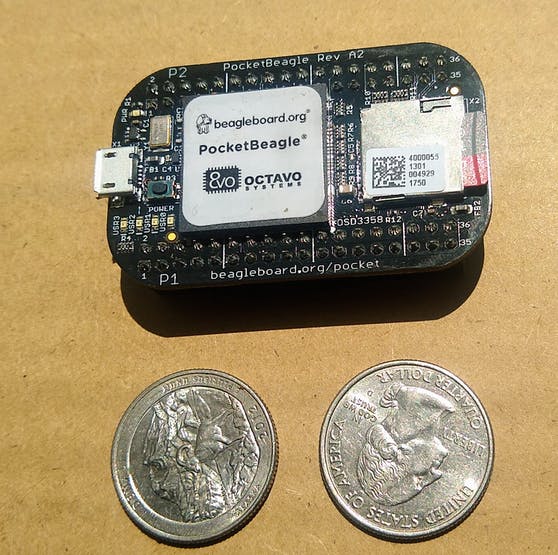 PocketBeagle more accurately compared to two US quarters