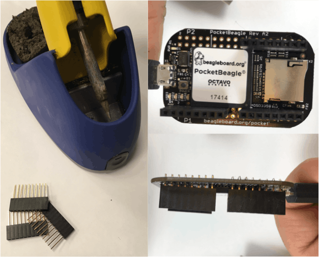 Solder Single Row Headers onto PocketBeagle