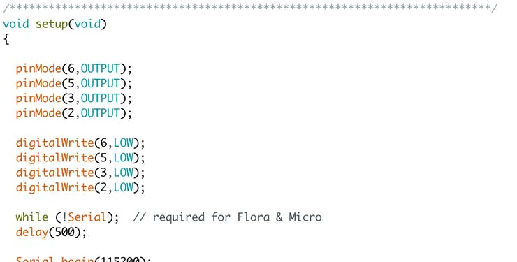 Arduino Code Addition: Setup