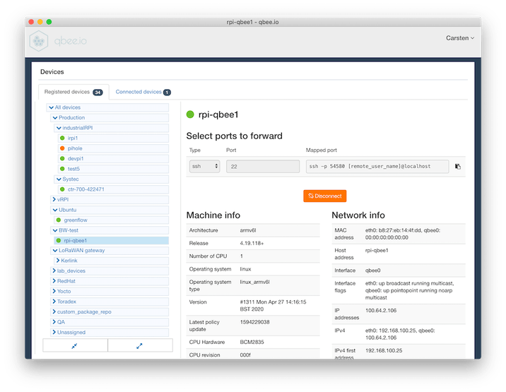 qbee-connect desktop tool interface