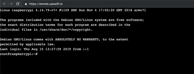 Raspberry Pi Web remote shell using UpSwift.io IoT platform